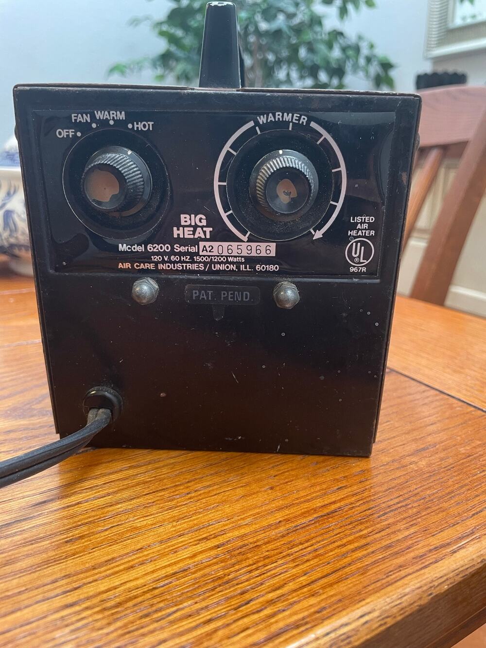 Vintage Big Heat Model 6200 Portable Electric Space Heater Faux Wood Tested
